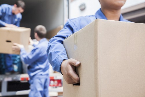 Packing materials and boxed household items prepared for a Kentish Town move