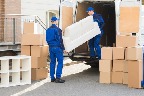 Removal team assessing safety before a house move