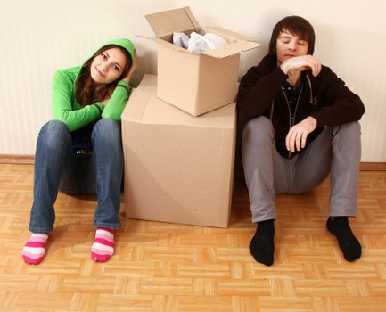 Moving boxes and furniture ready for transport in Kentish Town