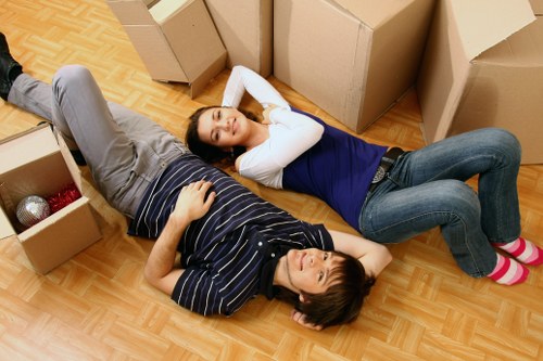 Moving boxes and furniture loaded into a van for a Kentish Town move